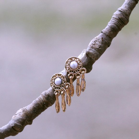 Marble Earrings Studs Victoria Style Delicate - Picture 6 of 7